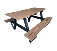 Mesa de piquenique rotomoldada com bancos integrados, para uso externo em praças, parques e condomínios